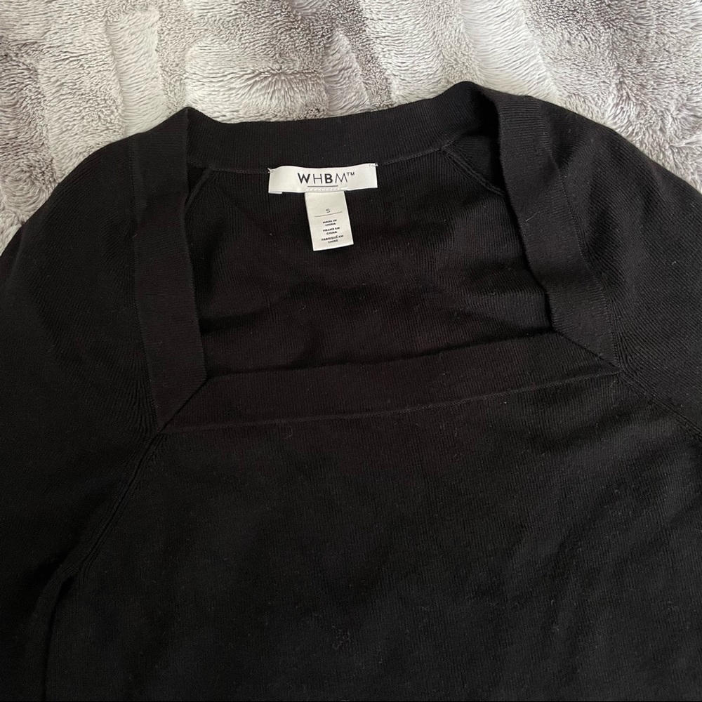 White House Black Market | Square neck black knit sweater size Small